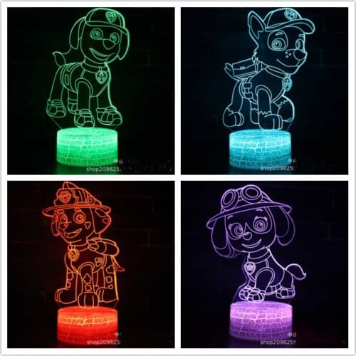 Paw Patrol 3D LED Night Light Colorfully Changing Lamp Dog Room Decoration Cute Cartoon Action Figure Toy for Birthday Gift