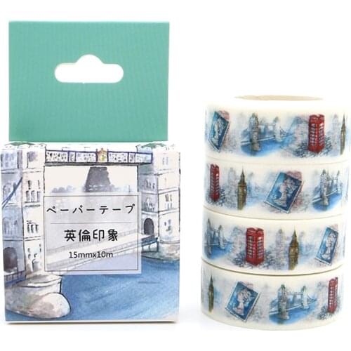 Box Package Creativity British Style Washi Tape Excellent Quality Colorful Paper Masking Tape DIY Decorative Tapes 10m*15mm