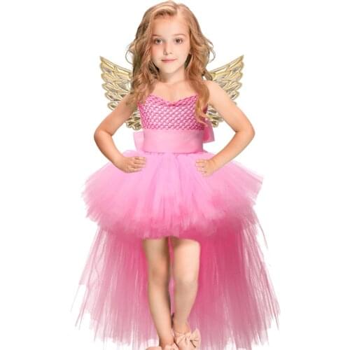 Birthday Party Unicorn Princess Dress Purim Cosplay Angel Children Mesh Tutu Skirt Girls Lace Sling Halloween Costume for Girls
