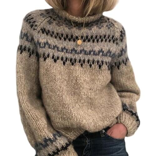 Vintage Sweater Women Autumn Winter Pullover Jumper Long Sleeve Turtleneck Knit Sweater Womens Clothing Femme