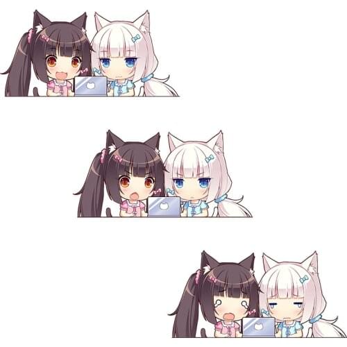 Three Ratels CA68 funny NEKOPARA_CHRONICLE Waterproof Decal cats ear girls sticker on Wall Fridge car hood moto skateboard