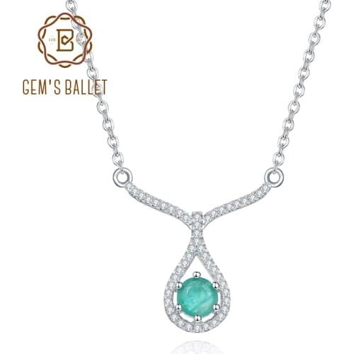 GEMS BALLET 925 Sterling Silver Gemstone Pendant Natural Green Emerald Classic Pendant Necklace For Women Wedding Jewelry
