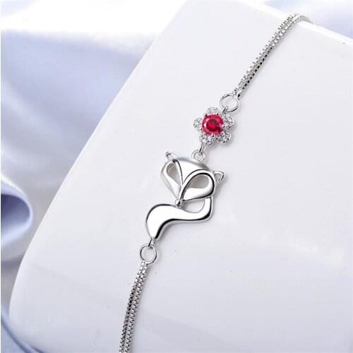Lady Charm Silver 925 Sterling Bracelets Jewelry Female Bright CZ Fox Accessories Girl Bracelet Silver Women Best Christmas Gift