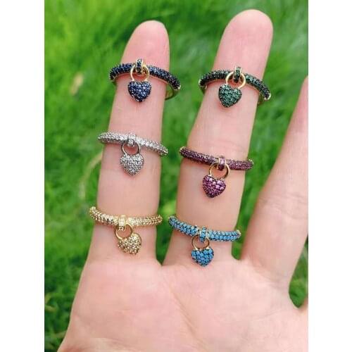 3Pcs new arrive lucky heart charm jewelry for women gold filled cz gorgeous fashion midi finger ring