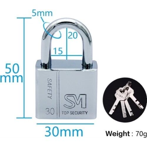 30mm Stainless Steel Security Padlock with 4 Keys Heavy Duty Silver Outdoor Door Gate Safety Shed Solid Lock