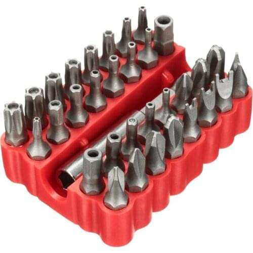 33pcs Tamper Proof CRV6150 Torx Hex Star Bit Set with Magnetic Holder for Drills Screwdriver Nutdrivers Tools with Storage Case