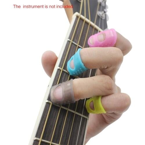 4 in 1 Flexible Fingertip Protectors Silicone Finger Guards Fingertip for Guitar Ukulele Bass