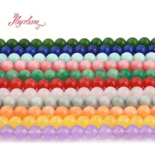 8mm Round Green Yellow Blue Red Smooth Spacer Beads Stone for DIY Women Fashion Necklace Bracelets Earring Jewelry Making 15"