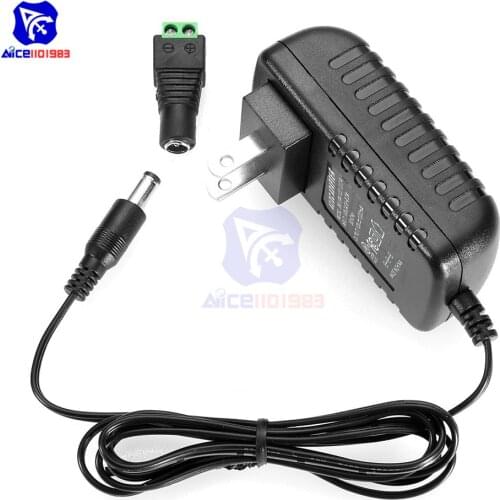Diymore AC 100 -240V 0.5A to DC 12V 1A/DC 12V 2A US Plug Power Adapter Transformer 2.1*5.5 mm Power Jack Connector for LED Strip