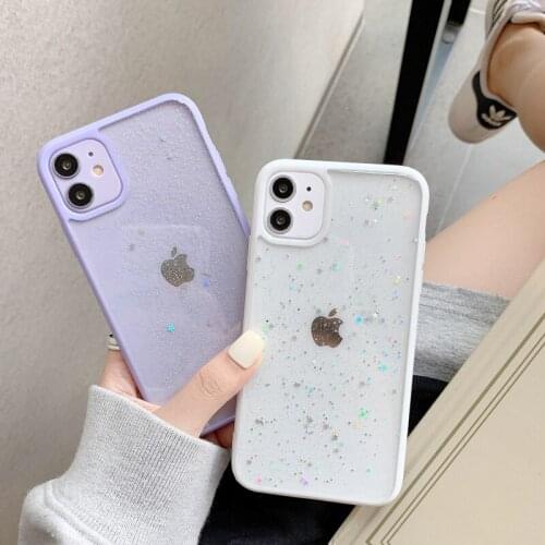 Glitter Star Sequins Phone Case For iPhone 11 12 Pro Max Mini XS XR X 8 7 Plus SE 2020 Candy Transparent Shockproof Soft Cover