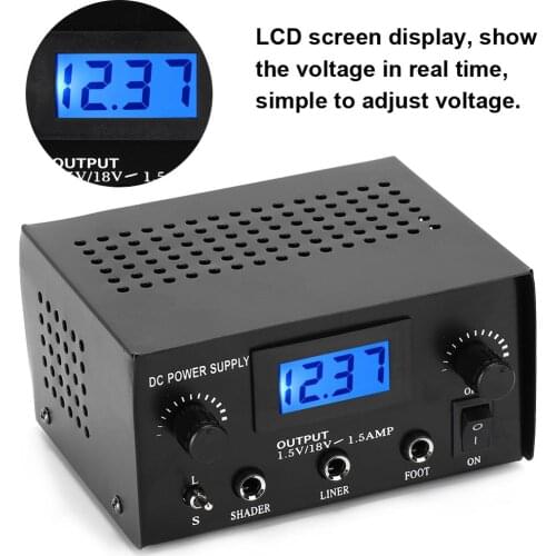 Dual LCD Display Tattoo Power Supply for Rotary Tattoo Machine Liner & Shader Gun Machine Permanent Tattoo Regulator Accessories