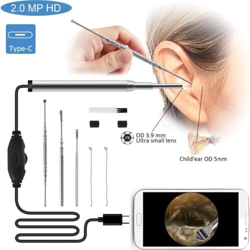 New Otoscope 3.9mm Lens Android Endoscope Camera Visual Ear Spoon For Healthy Skin Pore Enlargement Examination Endoscope