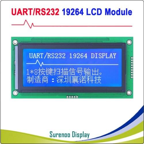 19264 192*64 130X65 Graphic Matrix UART CMOS TTL RS232 LCD Module Display Screen LCM Build-in GB2312 ASCII Font for Arduino