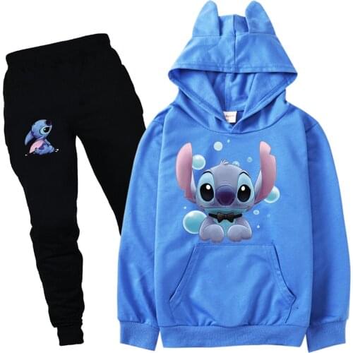 Stitch Girl Christmas Outfit Cotton Shirts for Toddlers Teens Sweatshirt Baby Tracksuit 2pcs Boys Hooded Suit