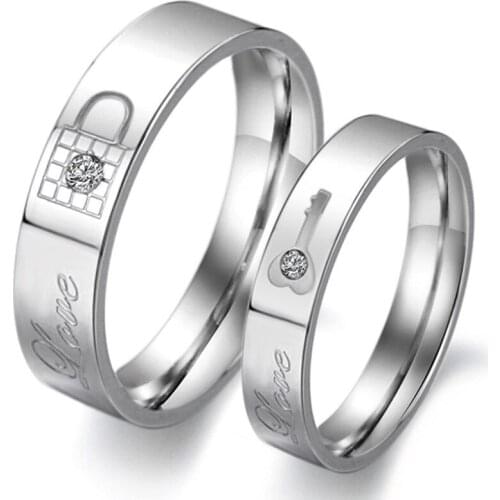 MANGOSKY Lock ring of Korean couple titanium wholesale fashion trendsetter 4 5mm for male and female lock and key Lettering