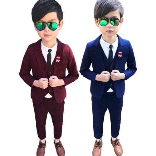 2021 Spring Formal Boys Wedding Suits Tuxedo Dress Children School Outfits Teenager Kids Party Clothes Gentleman Festive Wear