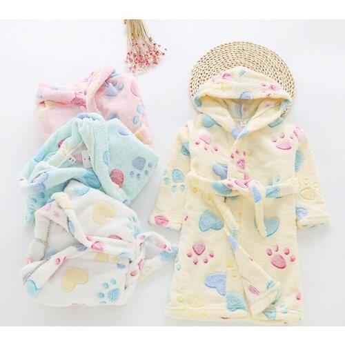 Cartoon Kids Robes Flannel Child Boys Girls Robes Lovely Animal Hooded Bath Robes Long Sleeve Baby Boy Bathrobe Child Clothing