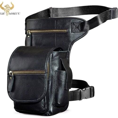 Soft Grain Real Leather Men Design Travel Messenger Shoulder Sling Bag Fashion Fanny Waist Belt Pack Drop Leg Bag Pouch 3110