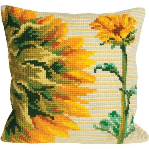 Cushion Latch Hook Kit Sun Flower Pillow Mat DIY Craft Flower 42CM 42CM Cross Stitch Needlework Crocheting Cushion Embroidery