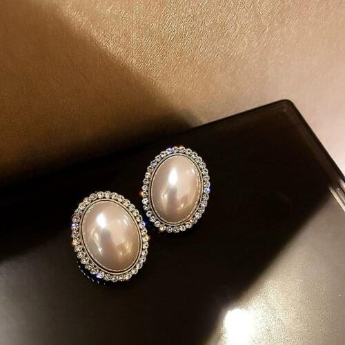 New Contracted Fresh Lovely Senior Crystal Drop Earrings Fashion Geometric Sweet Pearl Joker Fine Women Earrings Temperament