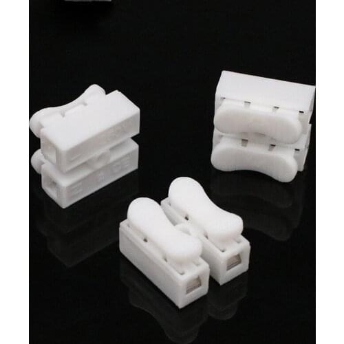 NEW 100pcs CH-2 2p G7 Spring Wire Quick Connector Splice With No Welding No Screws Cable Clamp Terminal 2 Way Easy Fit Led Strip