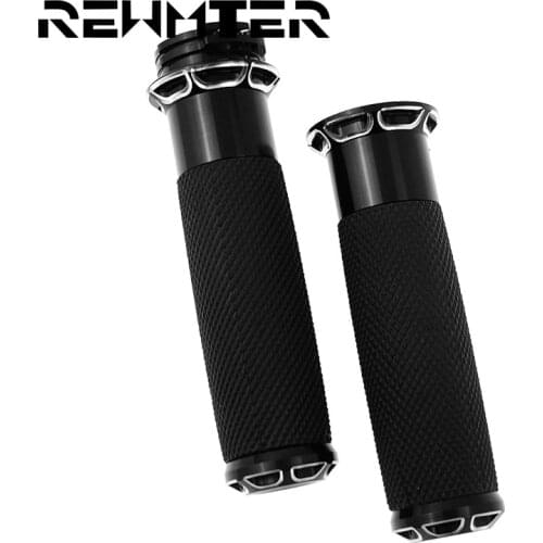 1" 25mm Universal Handlebar Grips Black Aluminum CNC Hand Grip For Harley Touring Sportster Iron 883 1200 Dyna Softail
