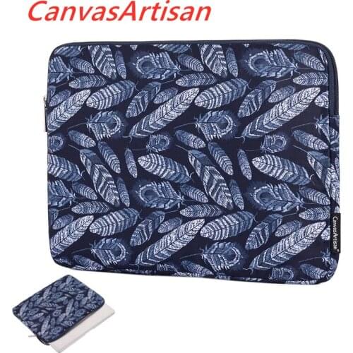 CanvasArtisan Brand Laptop Bag 11",12",13",14",15",15.6",13.3,White Feath Sleeve Case For Macbook Air Pro Notebook,Dropship V009