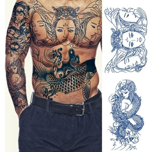 Juice Ink Tattoo Sticker Body Art Waterproof Temporary Tatoo Optional Joining Together Dragon Lady Fake Tatto For Women Men