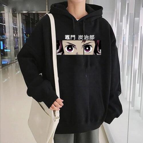 Japanese Anime Kamado Tanjirou Eyes Demon Slayer Hoody Men Hoodies Casual Loose Sweatshirt Unisex