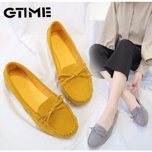 New Flat Shoes Women Slip on Casual Loafers Female Bowtie Fashion Suede Moccasions Ballet Flats Shallow Ladies Footwear
