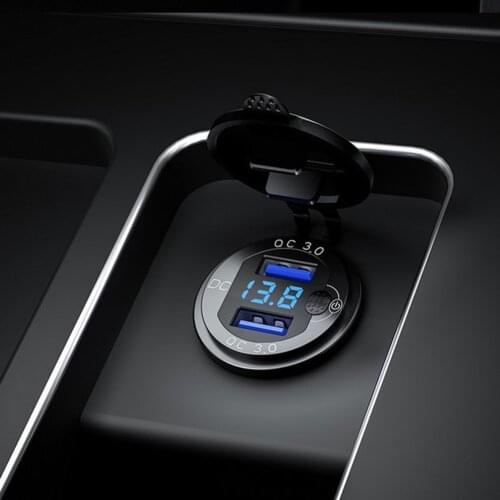 Dual USB Car Charger Digital LED Display For Car LED On/Off Switch Button Socket Outlet