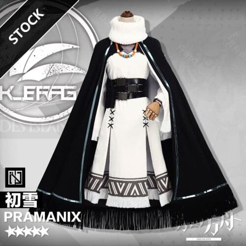 STOCK Arknights Cosplay Pramanix Cosplay Costume Shegela Snow Dress Tail Ear Suit
