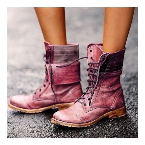 Women Boots Women Ankle Boots PU Leather Ladies Boots Female Winter Boots Retro Winter Shoes Women Bota Women Booties Plus Size9