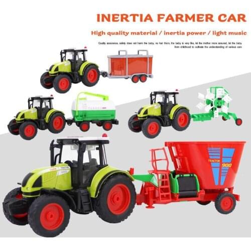 1:16 Diecast Toy Vehicle Farmer Tractor Simulation Pull Back With Lights And Music Transport Truck Car Model Gift Toys CT0289