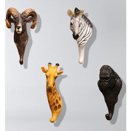 1Pc Nordic Resin Animal Shaped Hook Wall Hanging Personality Pendant Crafts Key Coat Rack Home Decoration