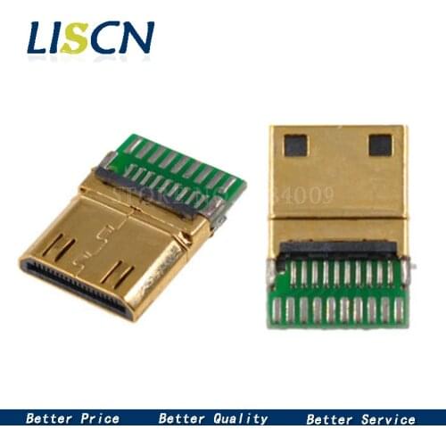 10PCS MINI HDMI 19P with PCB board welding type C male mini HDMI plug