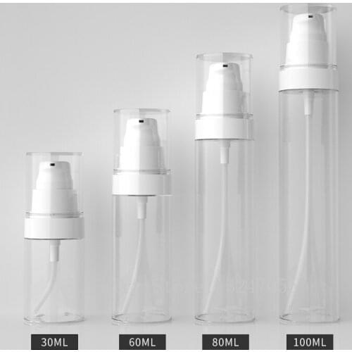 30ml60ml80ml100ml 20pcs/lot Emtpy Clear Cosmetic Lotion Pump Bottle, DIY Press Storage Containers, Portable High Quality Package