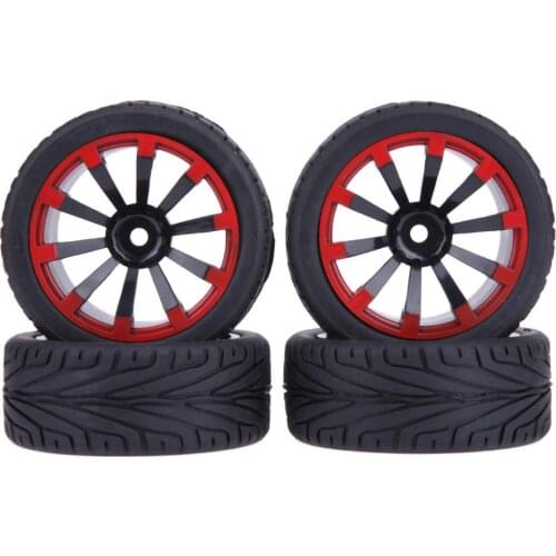 4pcs Flat Running Tyre Rubber Wheel RC Car Part Fit for 1/10 HSP HPI Redcat RC Car Accessories RC Parts High Quality