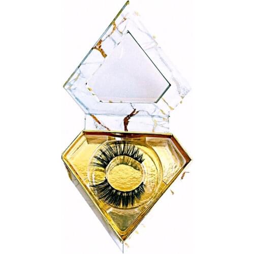 Diamond Box Packaging Hot Sale 5D Mink Skin Cute Thick False Eyelashes Daily Beauty Makeup Can Support Wholesale Customization