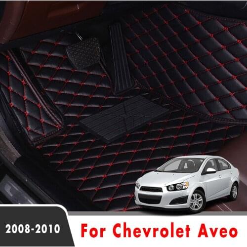 Car Floor Mats For Chevrolet Aveo 2010 2009 2008 Artificial Leather Waterproof Custom Auto Foot Pads Automobile Carpet Cover