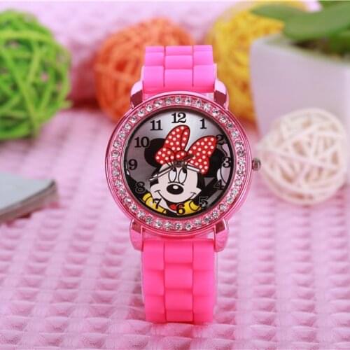 Childrens silicon crystal cartoon watch with diamond color adjustable lovely childrens Watch gifts for girls girls watch