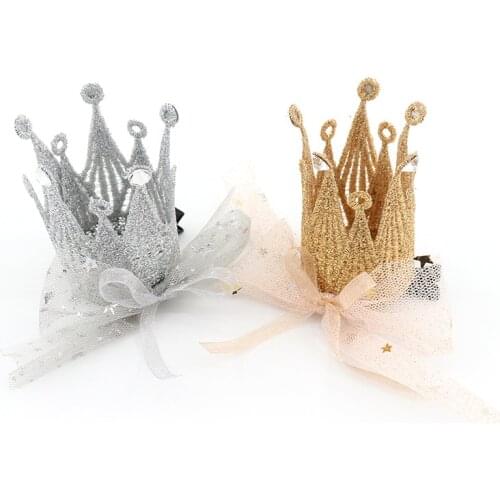 Baby Girl Hair Accessories Cute Lace Crown Hair Pins Gold Silver Color Hairpins Sweet Kids Headwear 1Pc Hair Pin for Baby Girls