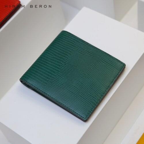 Hiram Beron Personalized Wallet Men Luxury Brand Italian Leather Lizard Pattern Card Case Gift for Him Dropship