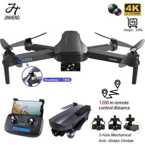 JINHENG Kun SG908 GPS Drone Three-axis Self-stabilizing Gimbal Professional 4k HD Camera 1.2km Long Distance Quadcopter