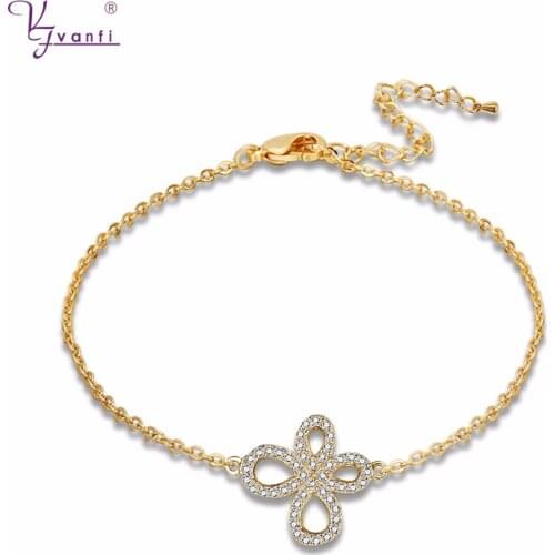 Kfvanfi Good Sale Item Beautiful Butterfly Jewelry Gold White Color Bracelet for Women Copper Brass CZ Bracelets