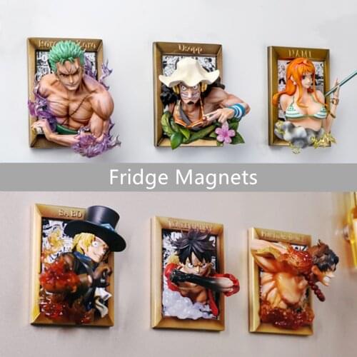 Fridge Magnets- Anime One Piece Figure One Piece Roronoa Zoro Luffy PVC Action Figure Toys