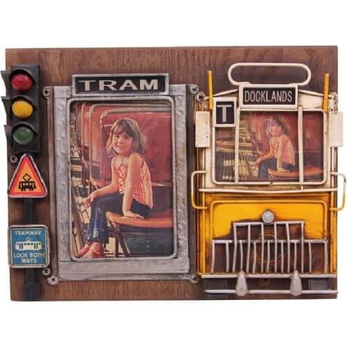 Photo Frame Metal Tram Decorative 2014gift Vintage Trinket Miniature Nostalgic Wood Handmade Hand Painted Quality Durable