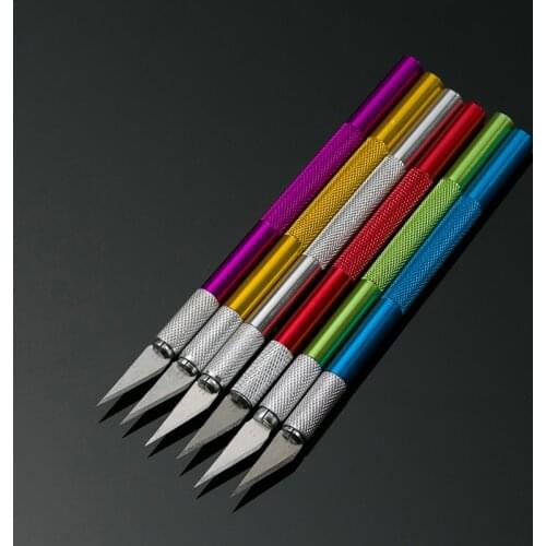 Carving Metal Scalpel Knife Tools Kit Non-Slip Blades Mobile Phone Printed Circuit Board DIY Repair Hand Tools with 3 Blade