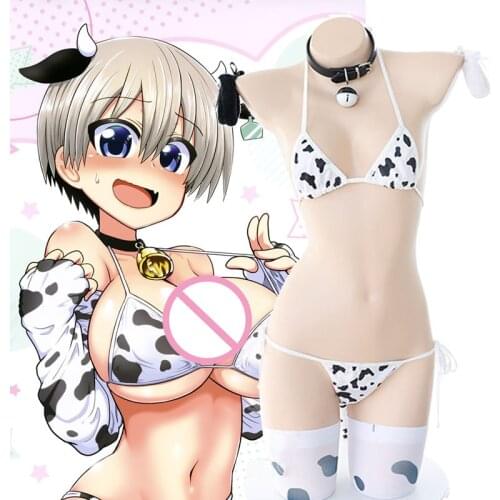 New Anime Uzaki-chan wa Asobitai Uzaki Hana Cosplay Costumes Uzaki-chan Wants to Hang Out! Cow Cos Bikini Swimsuit Bra Panty Set
