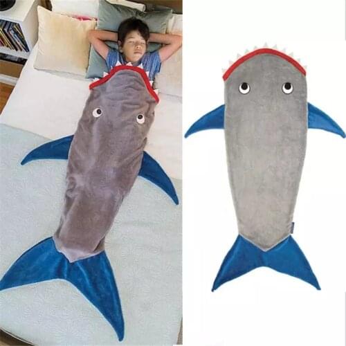 Shark Blanket Fish Tail Sleeping Bag Fleece Autumn Winter Thicken Warm Sleeping Blanket Cute Cartoon Quilt Kids Festival Gift
